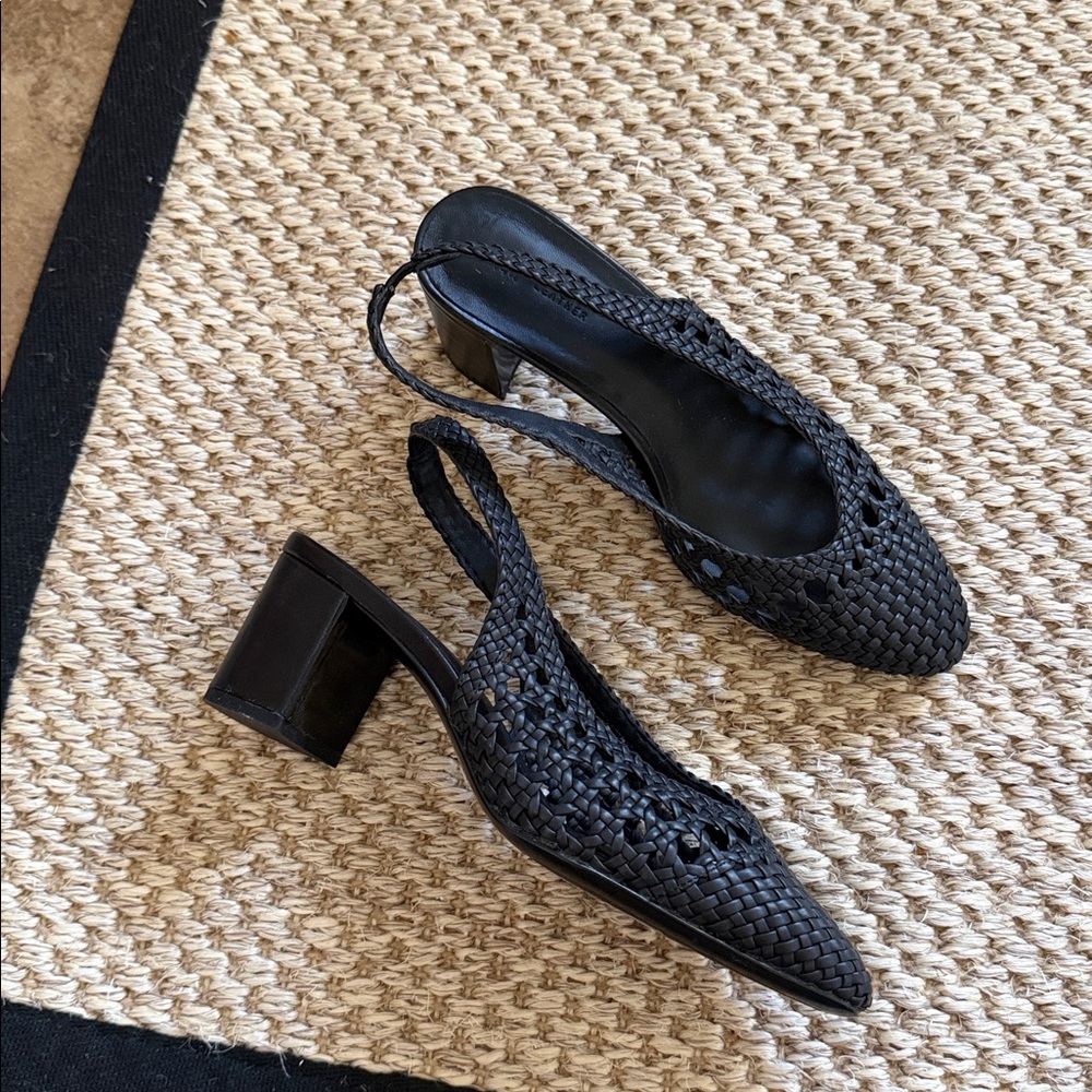 H&M Braided Black Slingback Leather Heels